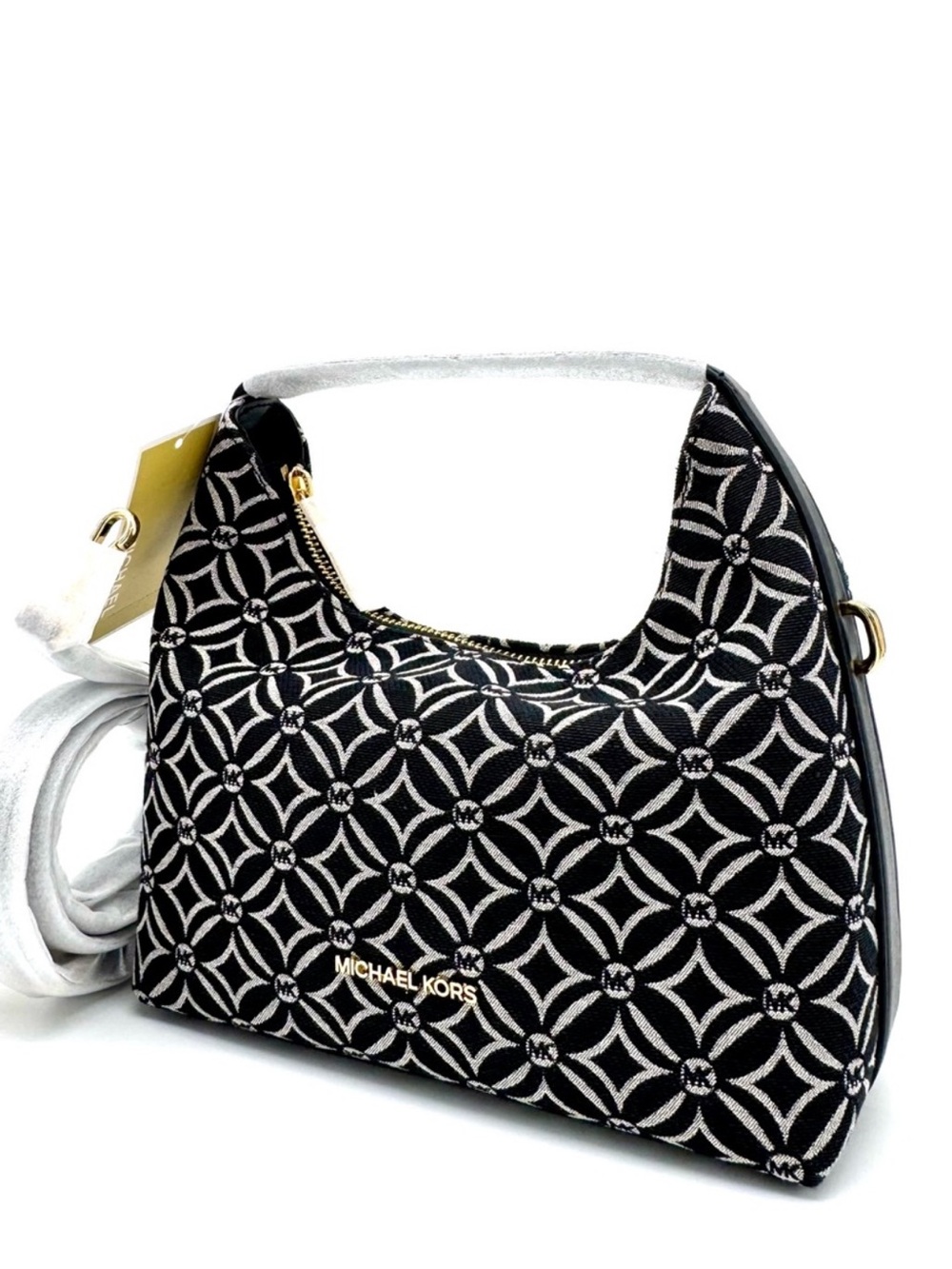 Michael Kors Ember Small Logo Jacquard Messenger Bag Black